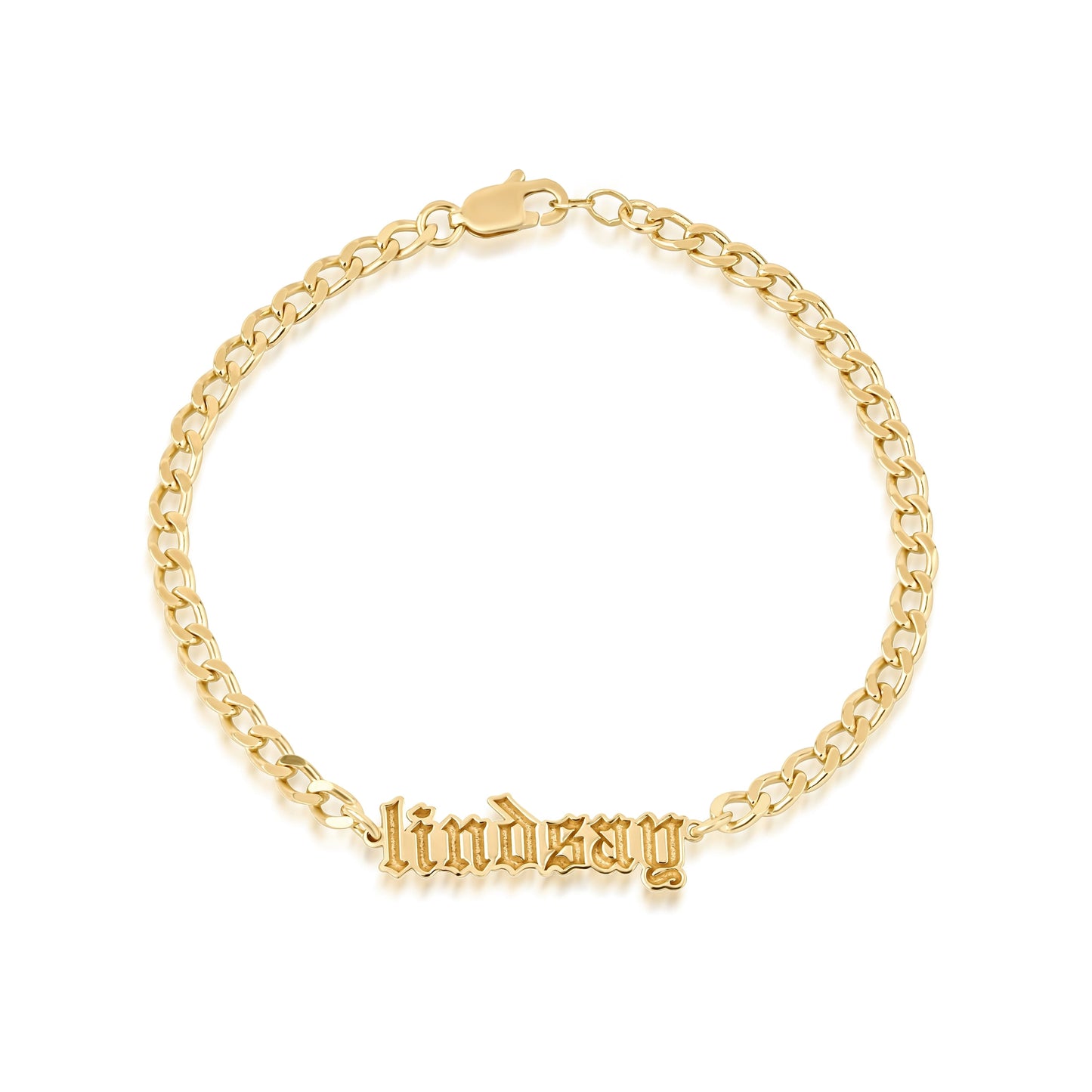 engraved curb chain bracelet sterling silver