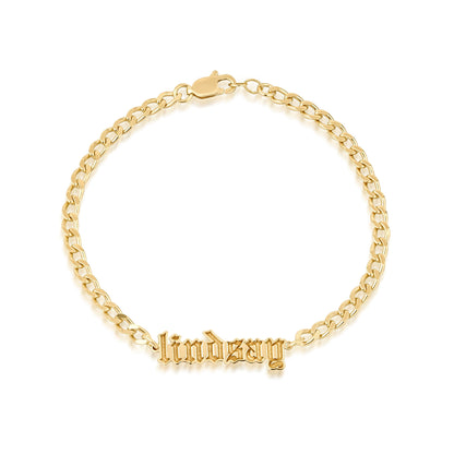 engraved curb chain bracelet sterling silver