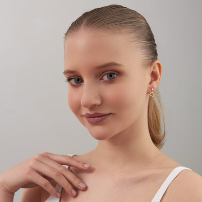 14K Solid Gold Cloud Drop Stud Earrings – Dainty Whimsical Jewelry