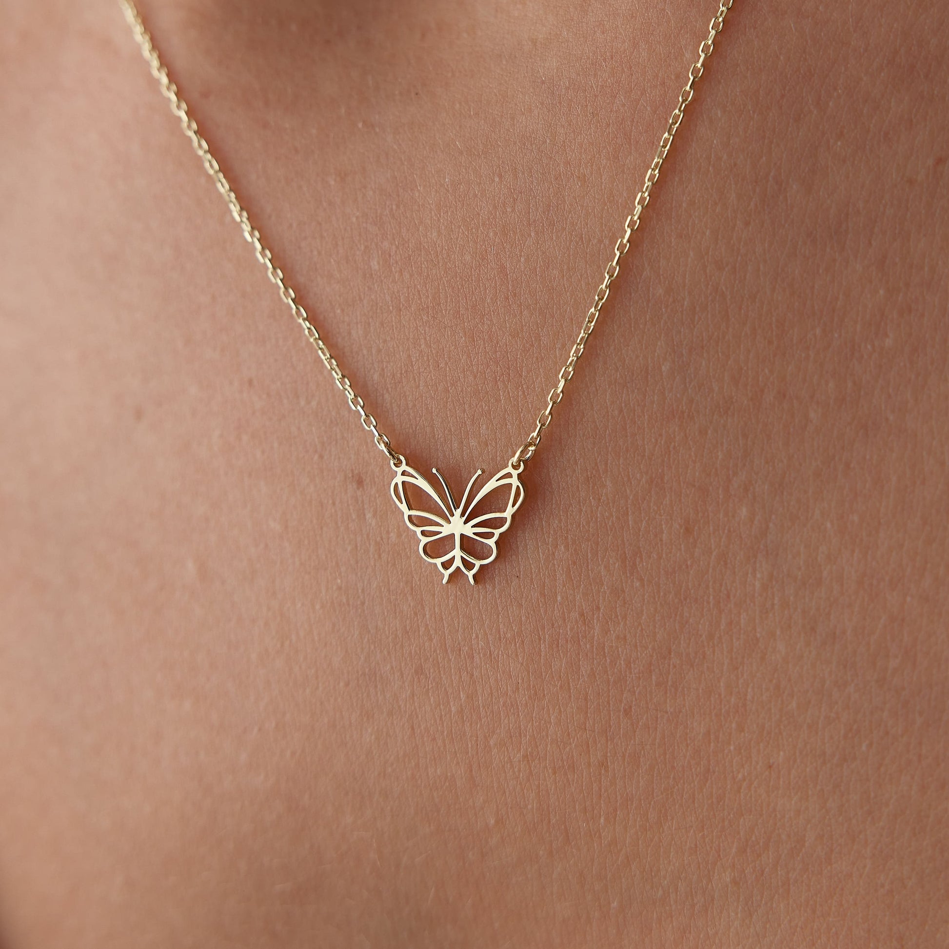 14k gold butterfly necklace