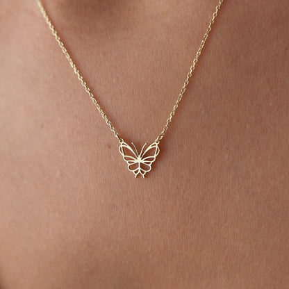 14k gold butterfly necklace