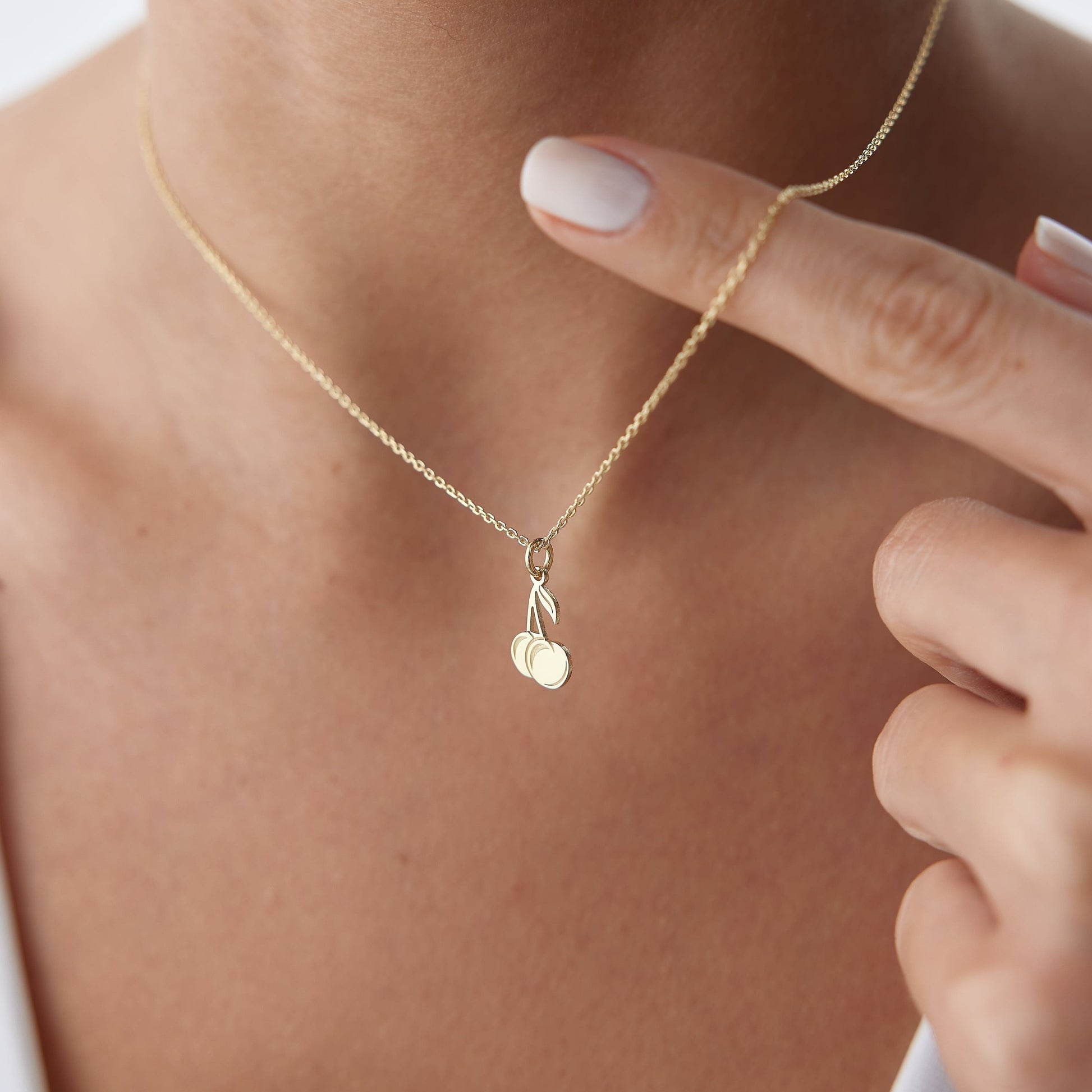 dainty cherry charm necklace