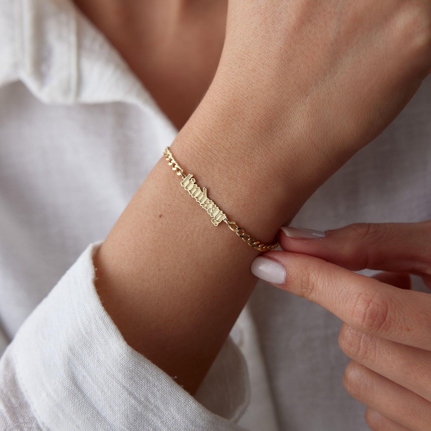 custom name bracelet gold