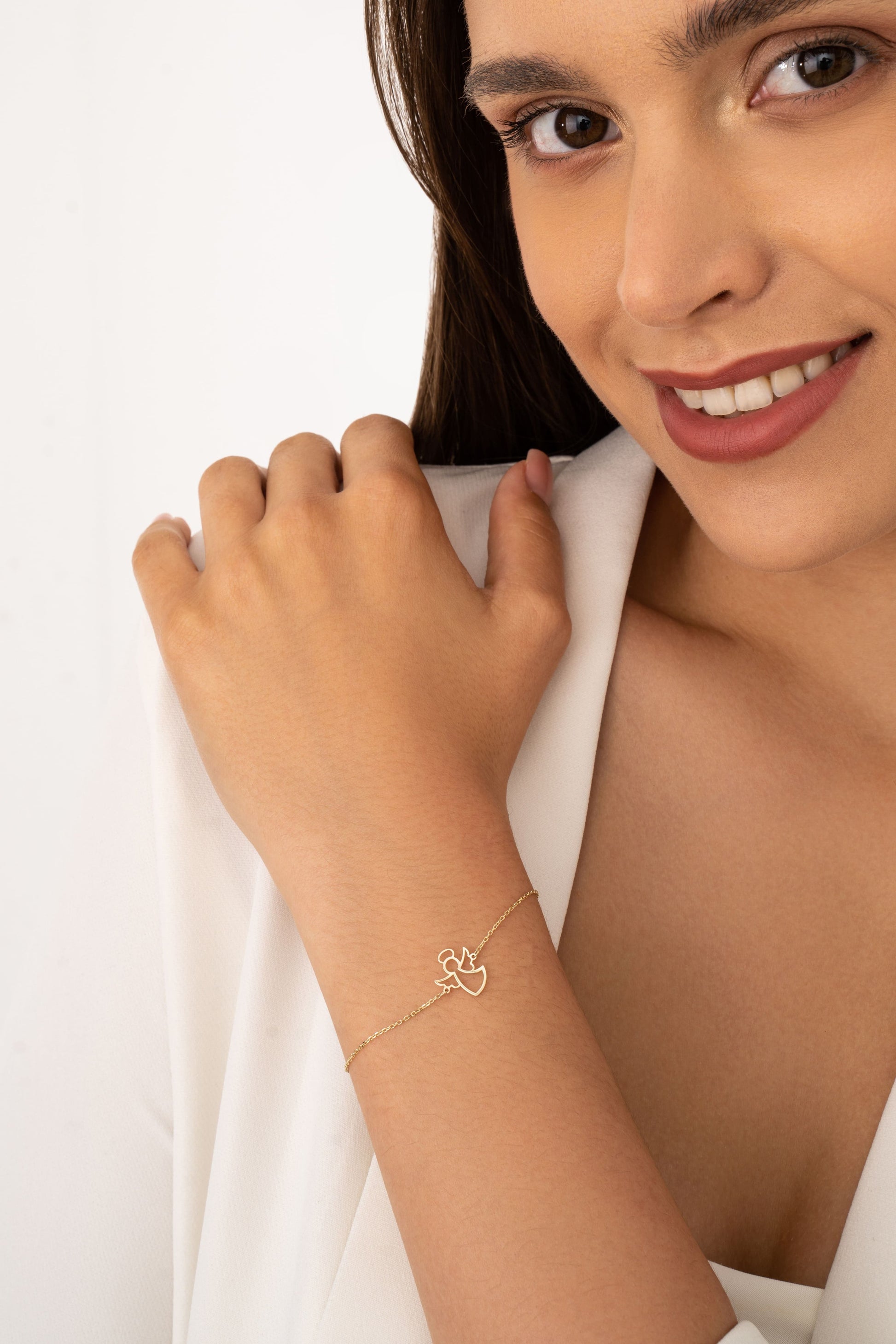 solid gold angel bracelet gift