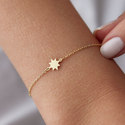 14K Gold Mini Sun Bracelet – Dainty Sunshine Charm