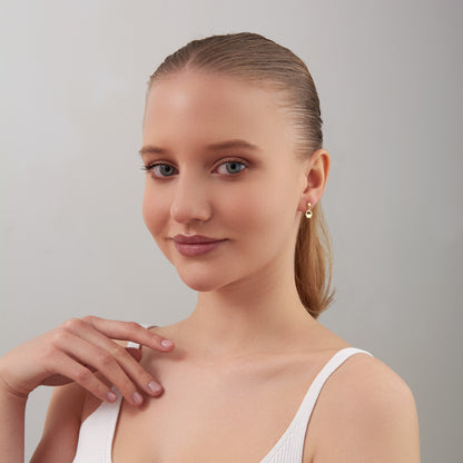 14K Solid Gold Hexagon Drop Stud Earrings – Minimal Geometric Jewelry