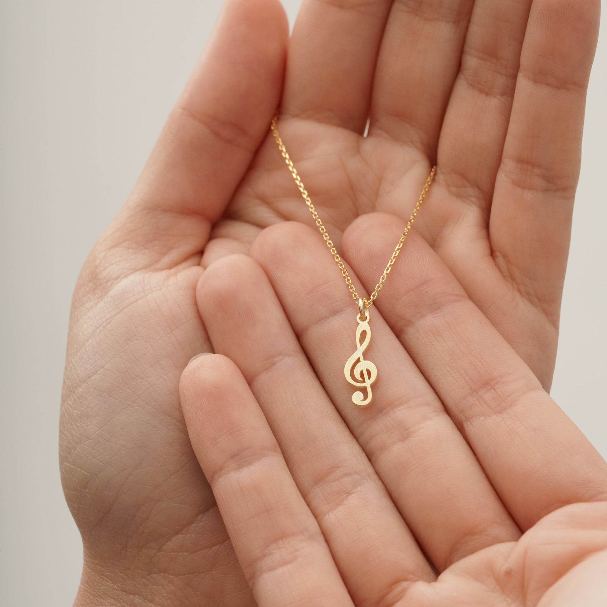 Solid 14k Yellow Gold Treble Clef & Music Note Pendant - 1.11" With Bail, For Necklace Or Bracelet