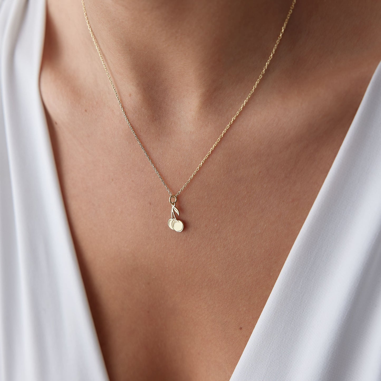real gold cherry necklace