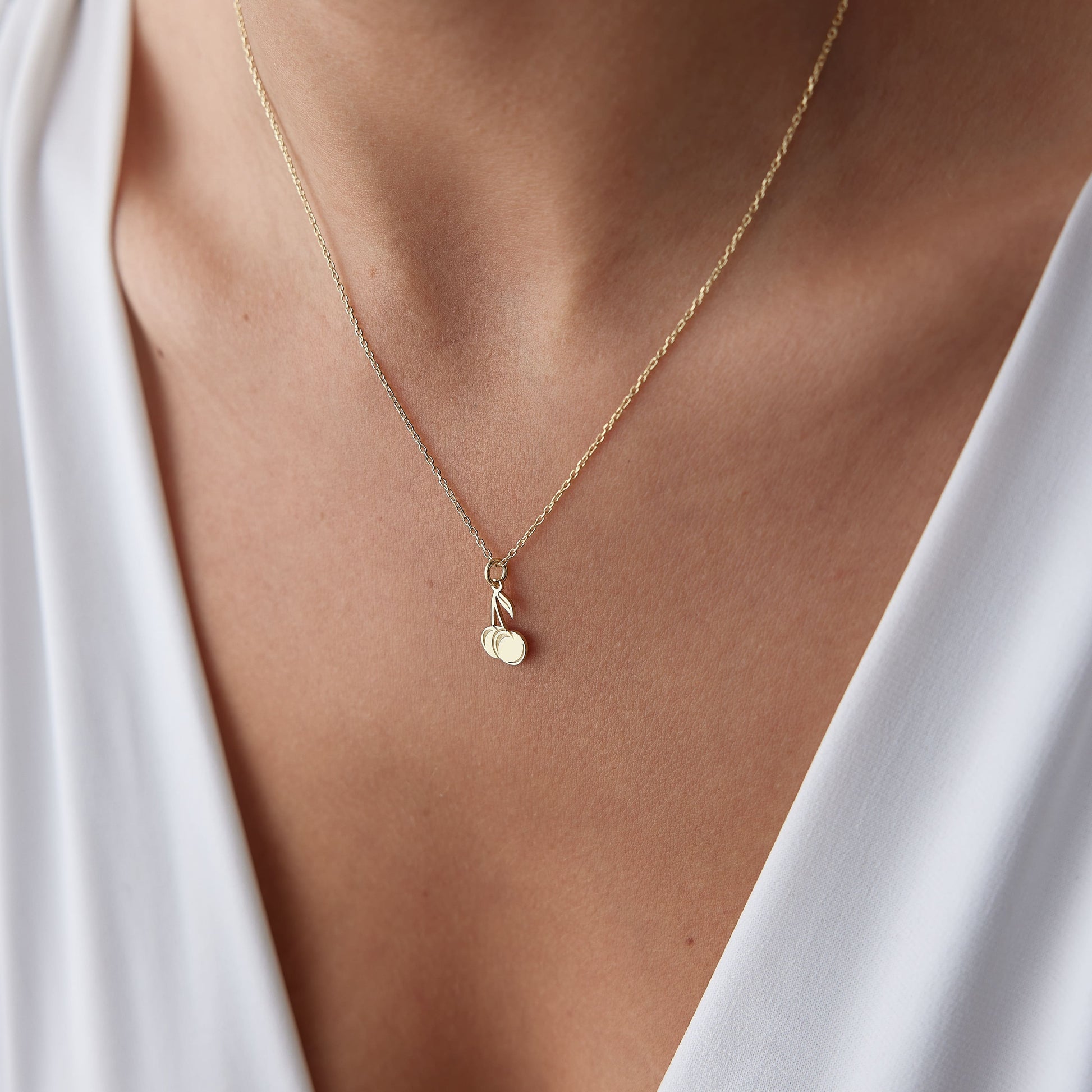 real gold cherry necklace