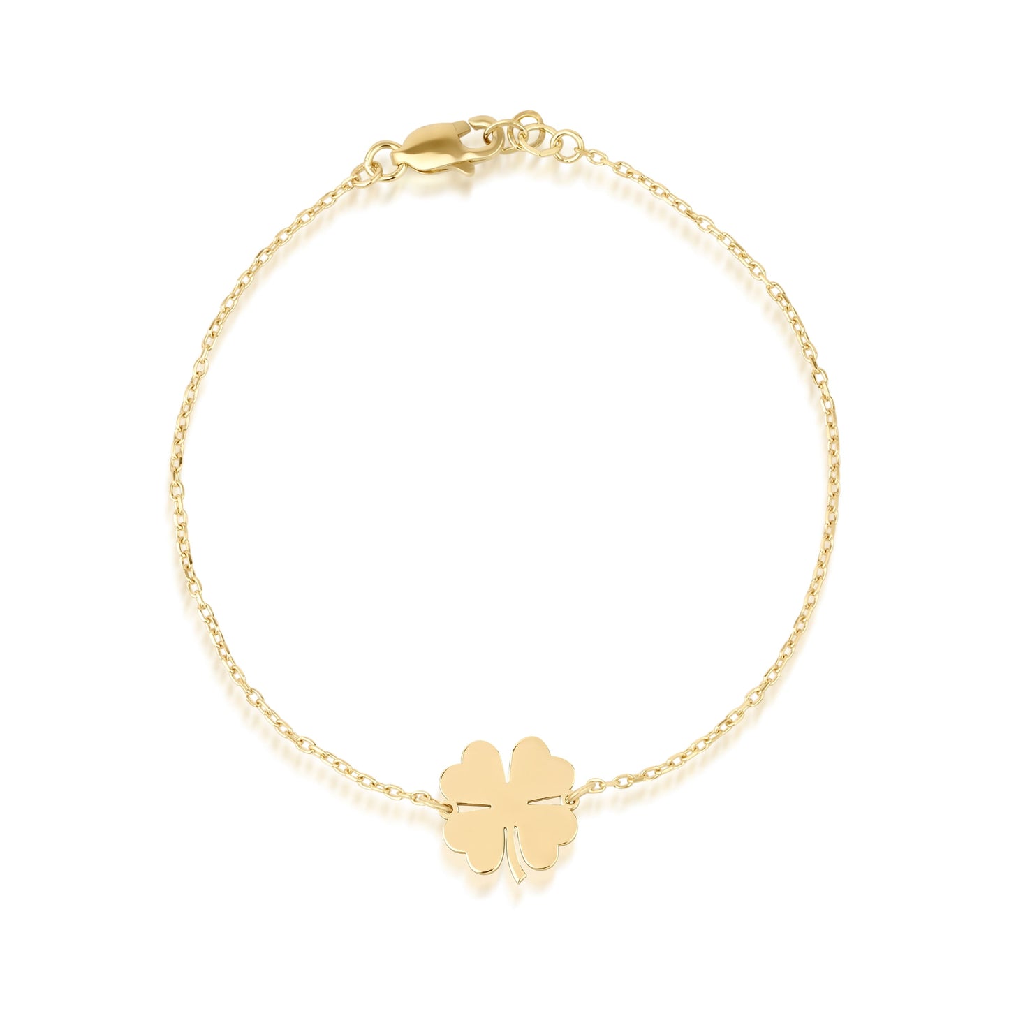 14K Gold Clover Bracelet – Lucky Four-Leaf Charm Jewelry