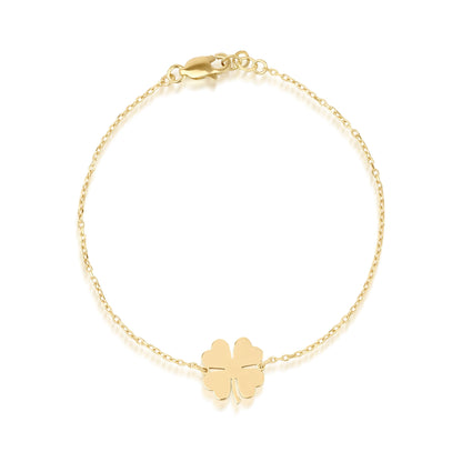 14K Gold Clover Bracelet – Lucky Four-Leaf Charm Jewelry