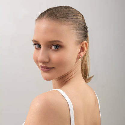 14K Solid Gold Star Drop Stud Earrings – Minimal Celestial Jewelry