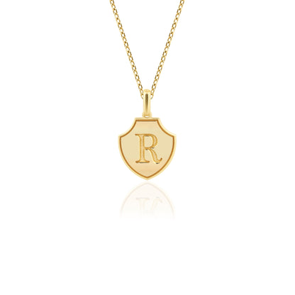 Shield Initial Necklace – Gold Vermeil on Sterling Silver