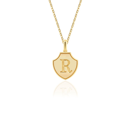 Shield Initial Necklace – Gold Vermeil on Sterling Silver
