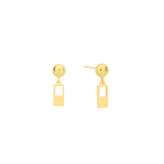 14K Solid Gold Rectangle Drop Stud Earrings – Modern Minimalist Jewelry