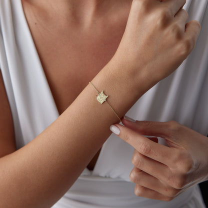 14K Gold Owl Bracelet – Wisdom & Intuition Charm