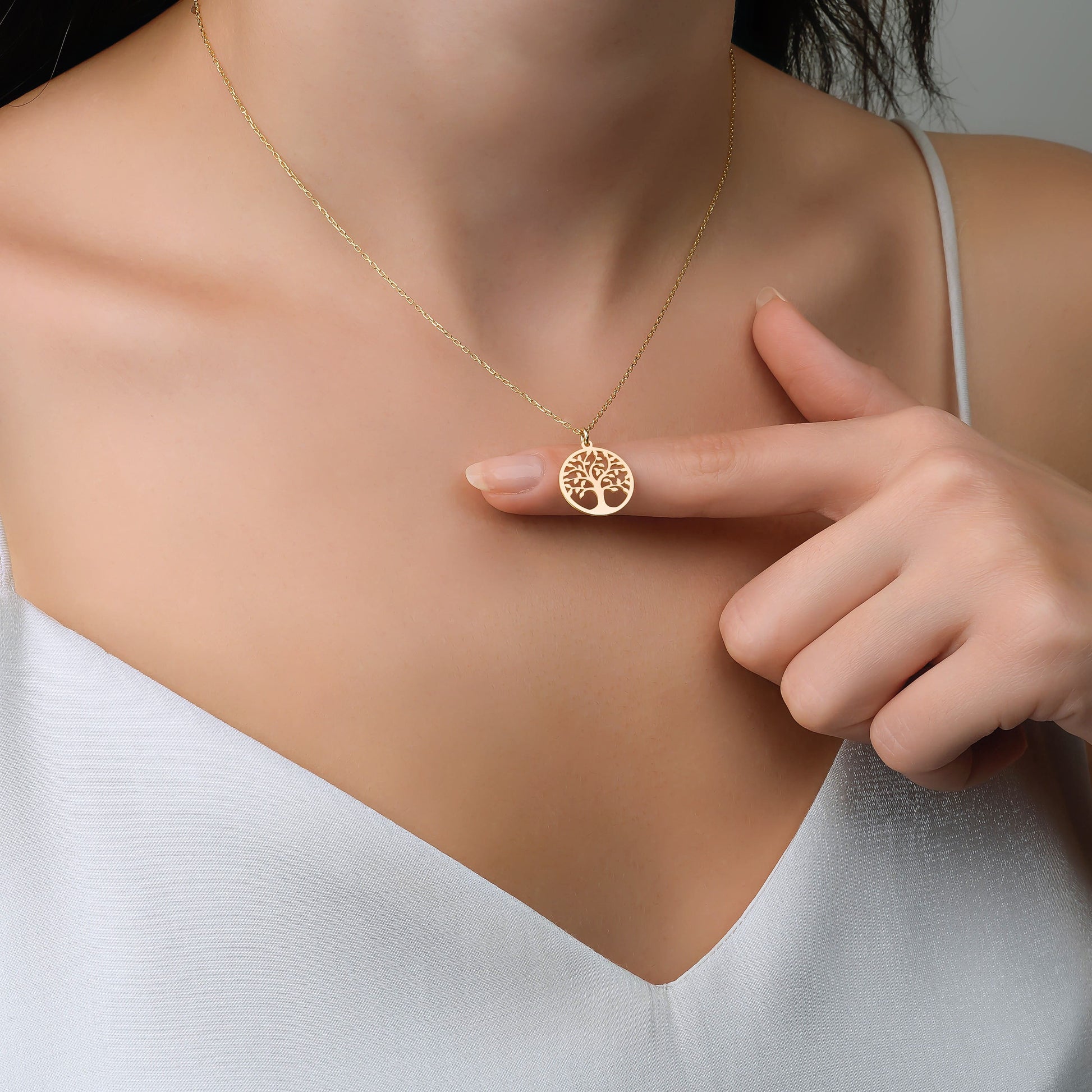 rose gold tree pendant necklace