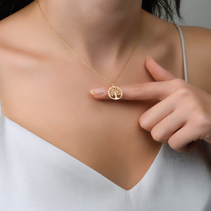 rose gold tree pendant necklace