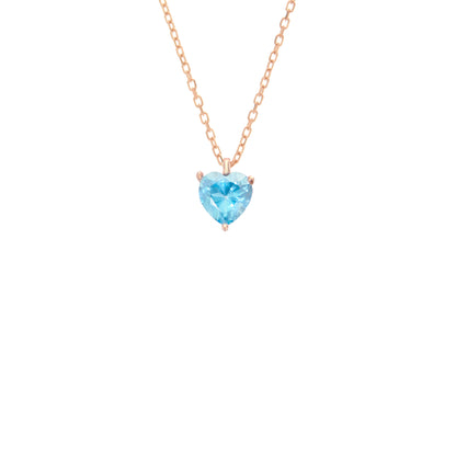 Heart Shaped Aqua Marine CZ Stone Necklace