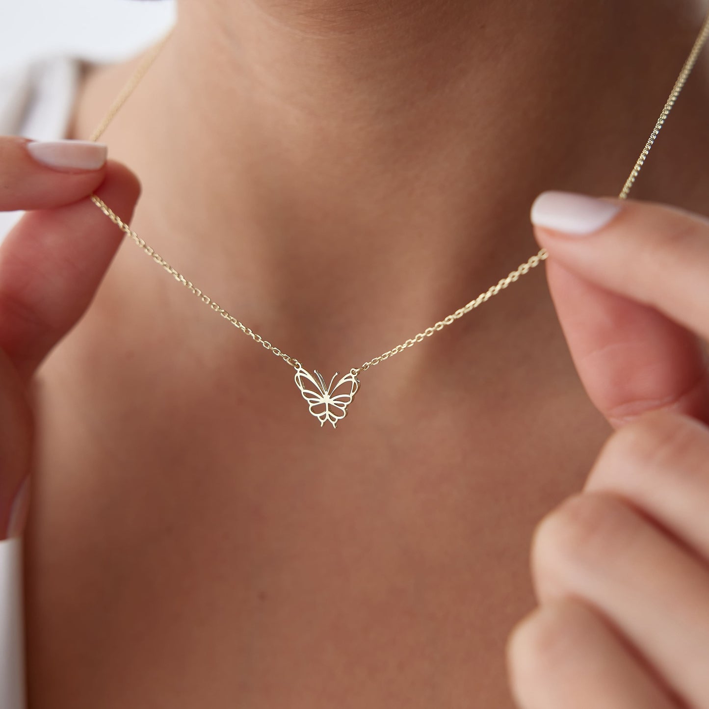 dainty butterfly necklace for women
