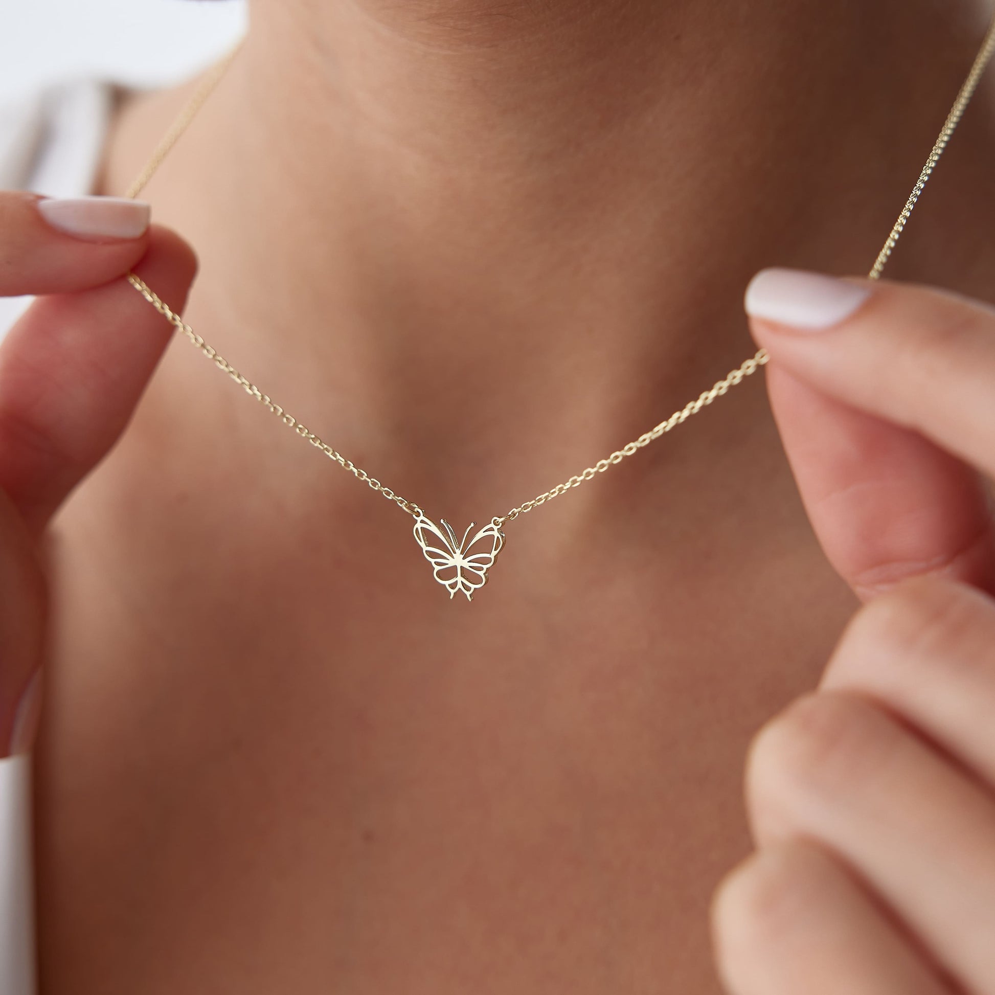 dainty butterfly necklace for women