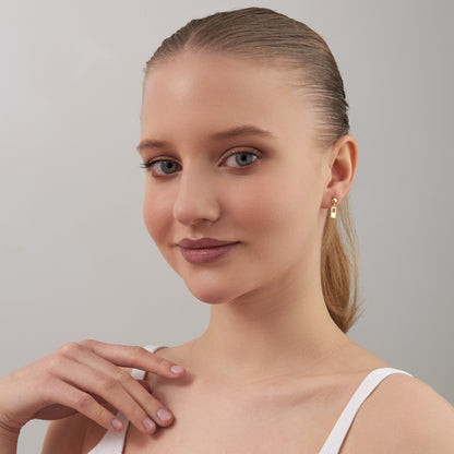 14K Solid Gold Rectangle Drop Stud Earrings – Modern Minimalist Jewelry