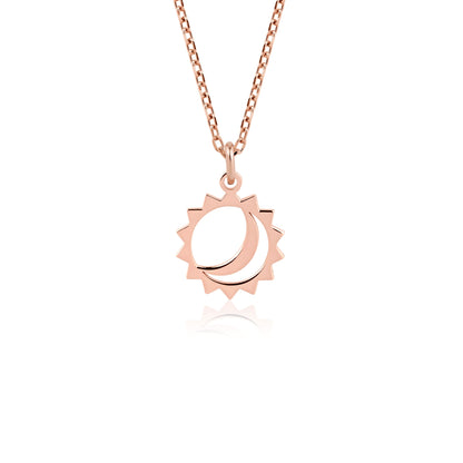 delicate solid gold moon sun pendant 