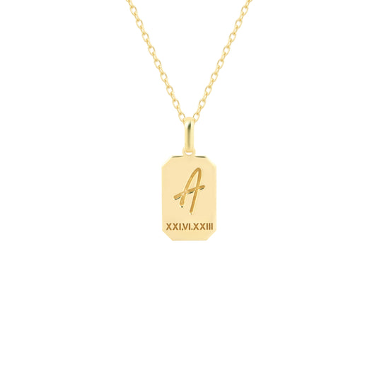 Personalized Initial and Date Necklace