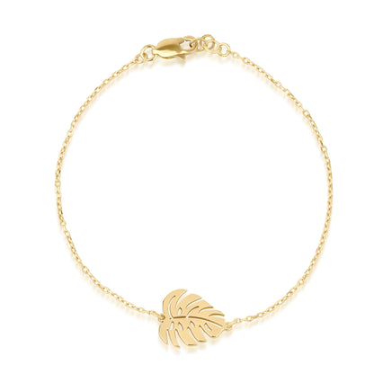 14k Gold Monstera Deliciosa Leaf Bracelet