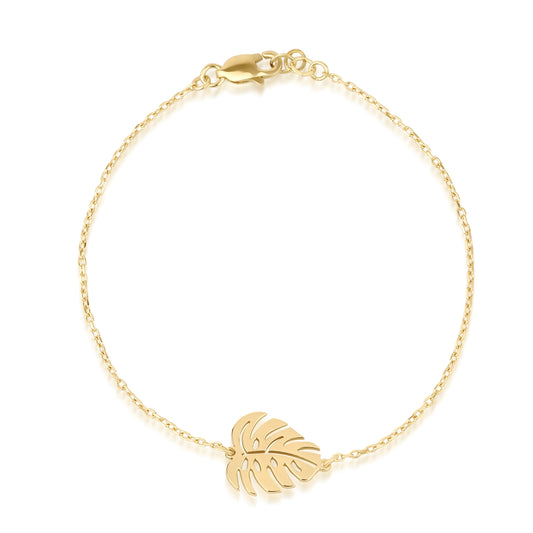 14k Gold Monstera Deliciosa Leaf Bracelet